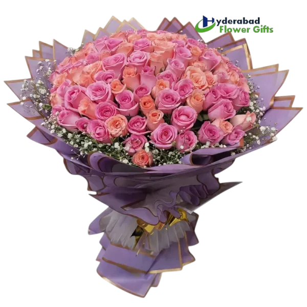 Blush Elegance Premium Pink & Peach Rose Bouquet