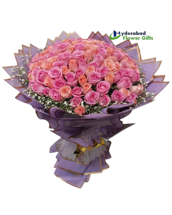 Blush Elegance Premium Pink & Peach Rose Bouquet