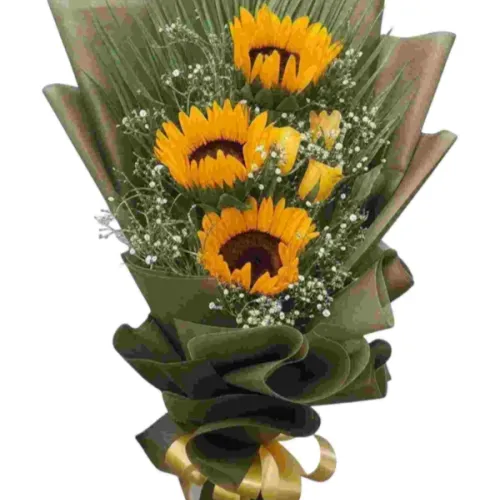 Sun-Kissed Love – Sunflowers & Roses Bouquet
