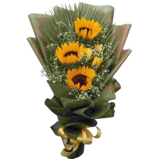 Sun-Kissed Love – Sunflowers & Roses Bouquet