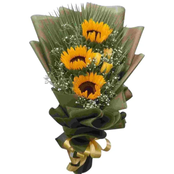 Sun-Kissed Love – Sunflowers & Roses Bouquet