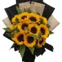 Vibrant Fresh Sunflowers Luxury Hand Bouquet in Black & Jute Wrap