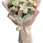 White Lilies & Pastel Pink Rose Hand Bouquet