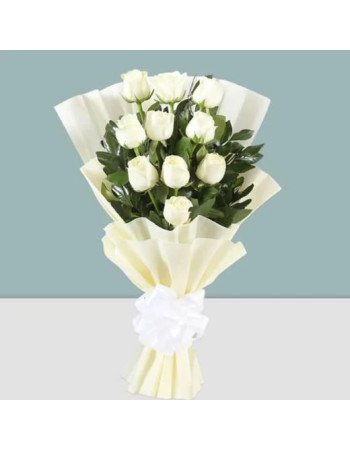 Peaceful Memory - White Rose Bouquet