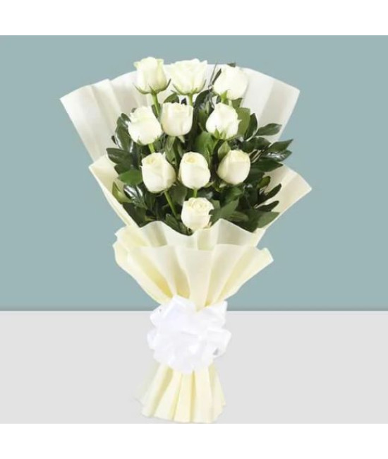Peaceful Memory - White Rose Bouquet