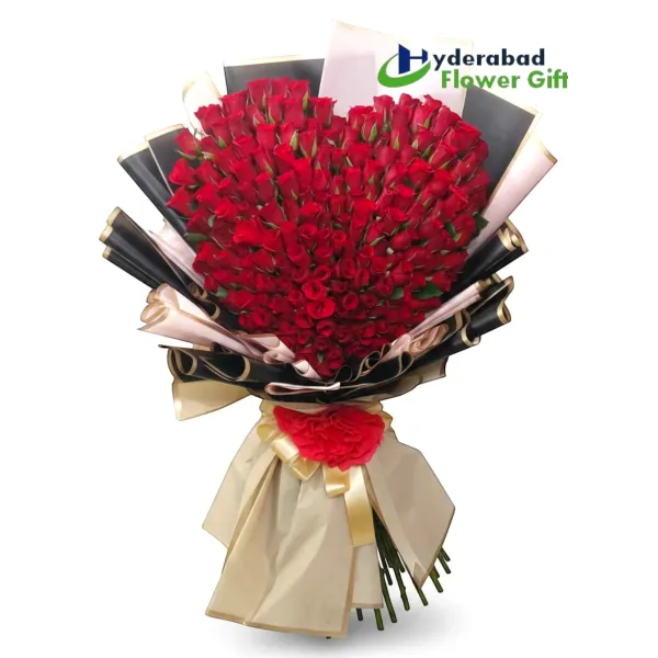 100 Red Roses Premium Heart Shaped Bouquet