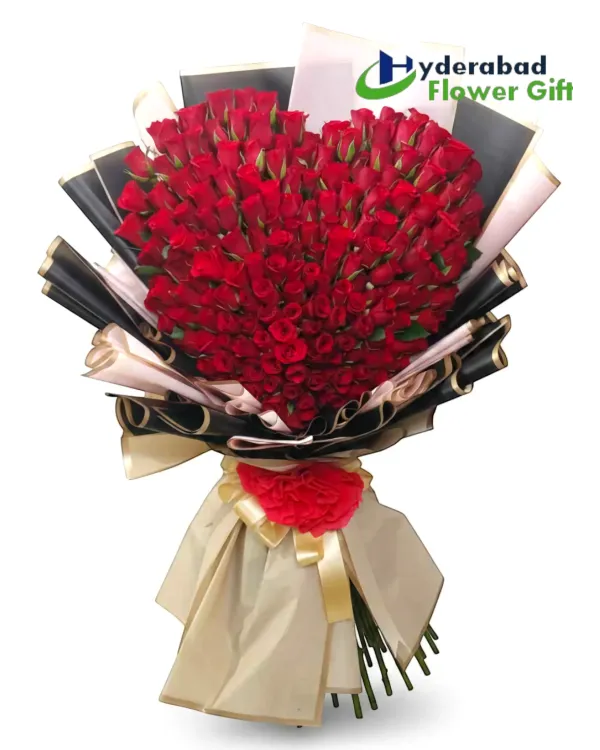 100 Red Roses Premium Heart Shaped Bouquet