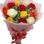 12 Mix Roses Hand Bouquet – Colorful Fresh Rose Bouquet for Same Day Delivery in Hyderabad