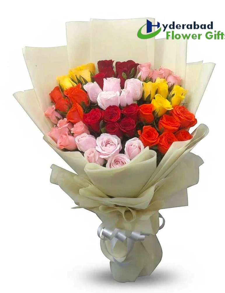 Blossom Harmony – 40 Mixed Roses Bunch