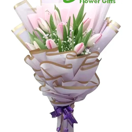 Blush Grace – 10 Pink Tulips Bunch