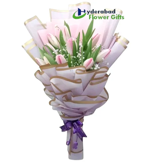 Premium Pink Tulips Bouquet