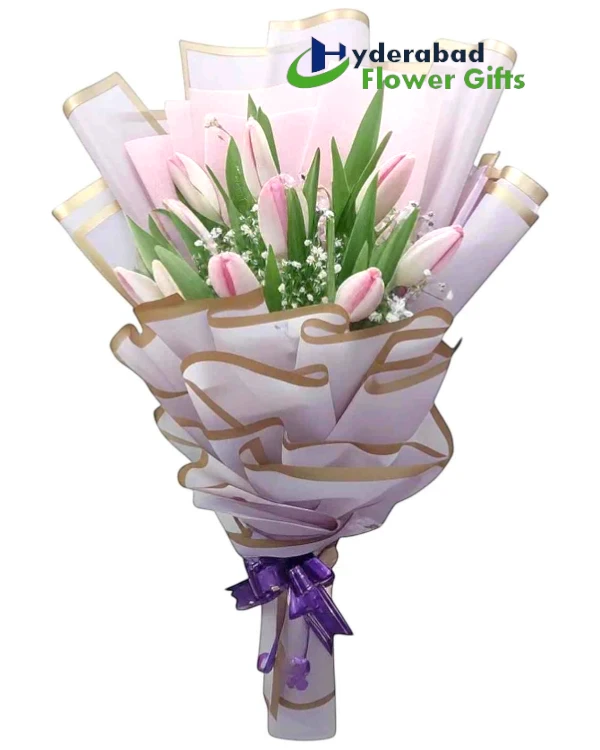 Blush Grace – 10 Pink Tulips Bunch