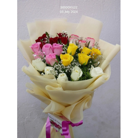 Blossom Harmony – 25 Mixed Roses Bunch