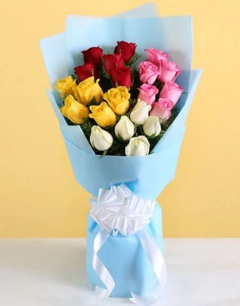 20 Mix Color Roses Hand Bouquet