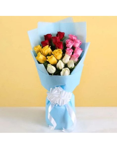 20 Mix Color Roses Hand Bouquet