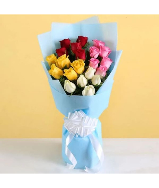20 Mix Color Roses Hand Bouquet