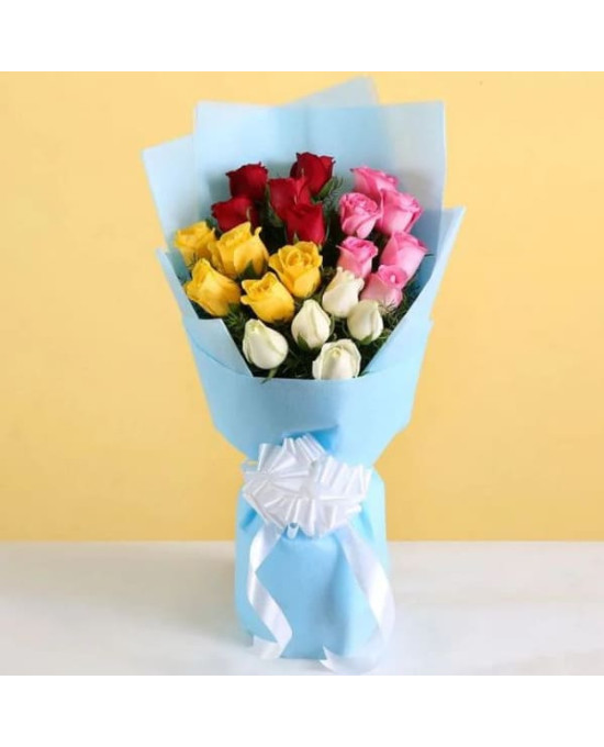 20 Mix Color Roses Hand Bouquet