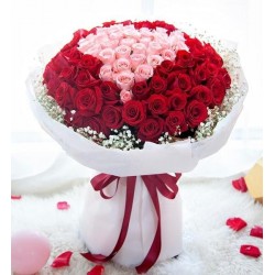 100 Red And Pink Roses Bouquet