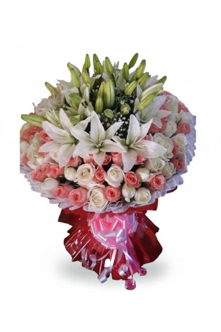 Blush Elegance Premium Pink & White Lily Bouquet