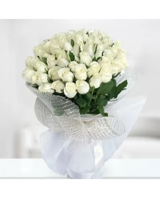 40 White Roses Bouquet
