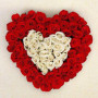 100 Red & White Roses Heart Bouquet