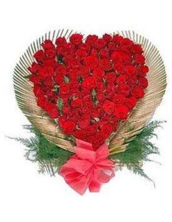 Heart-Shaped Arrangement With 50 Red Roses