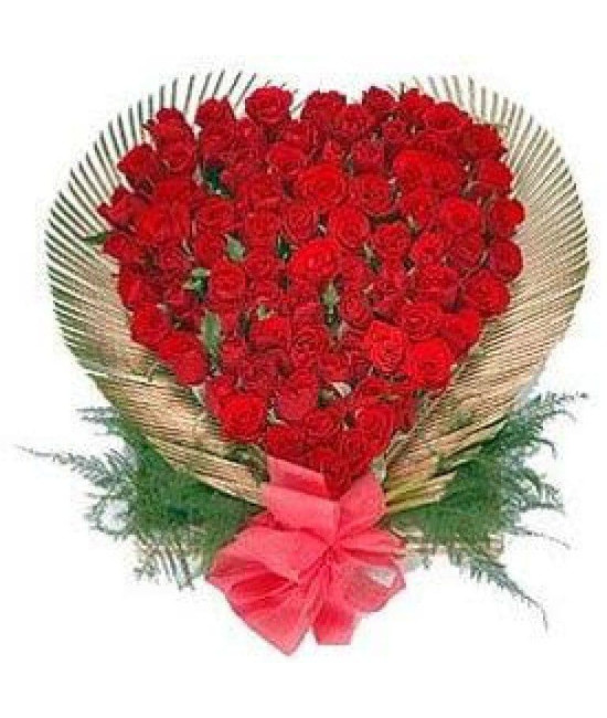 Heart-Shaped Arrangement With 50 Red Roses