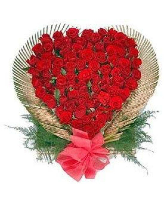 Heart-Shaped Arrangement With 50 Red Roses