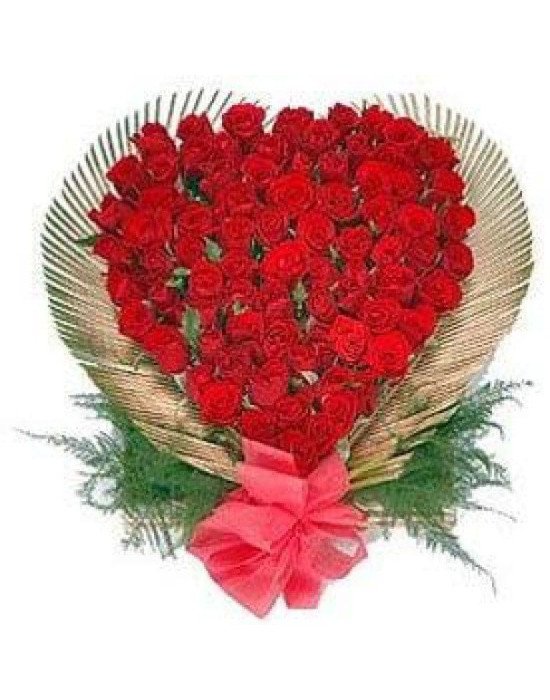 Heart-Shaped Arrangement With 50 Red Roses