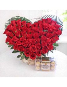 Heart Shape Basket Chocolate Combo