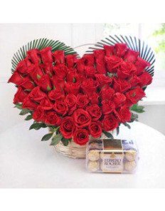 Heart Shape Basket Chocolate Combo