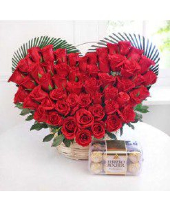 Heart Shape Basket Chocolate Combo