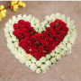 100 White & Red Roses Heart shape 