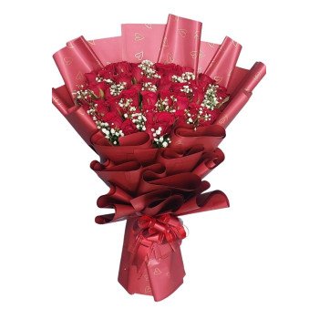 Premium Pink Roses & White Carnations Flower Wreath