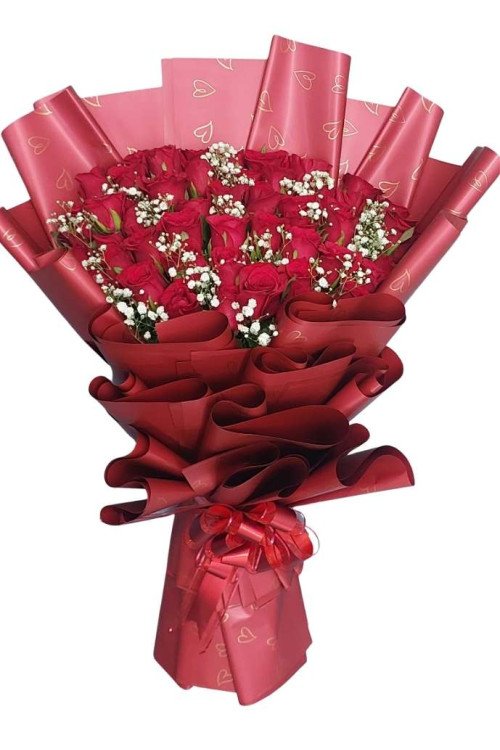 Premium Pink Roses & White Carnations Flower Wreath