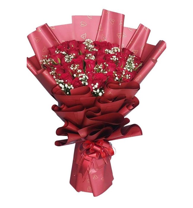 Premium pink roses and white carnations flower wreath arrangement