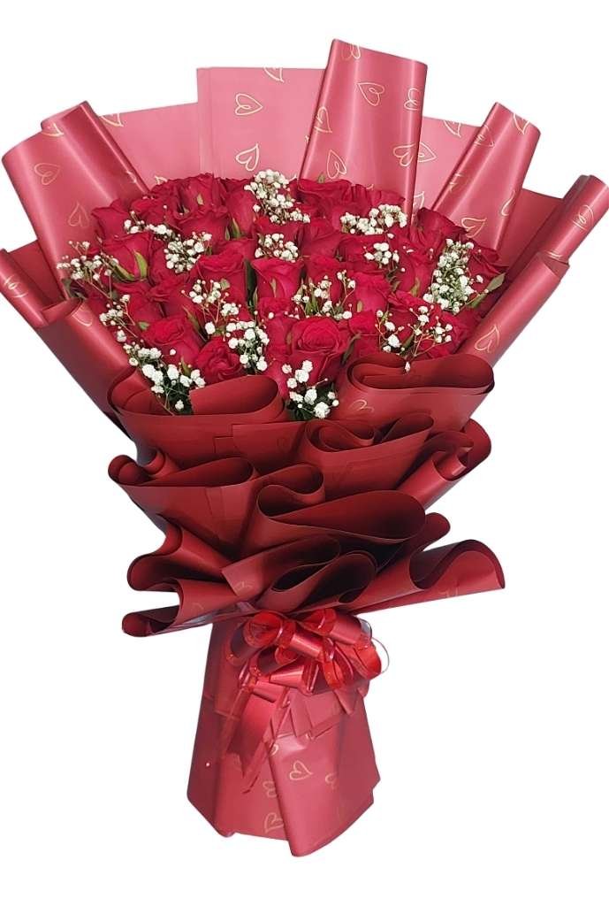 Premium Pink Roses & White Carnations Flower Wreath