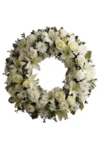 Premium White Rose n Lily Floral Wreath