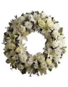 Premium White Rose n Lily Floral Wreath