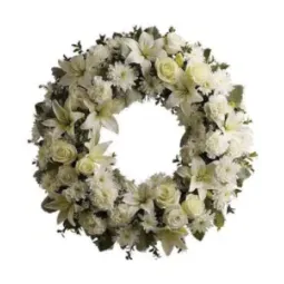 Premium White Rose n Lily Floral Wreath